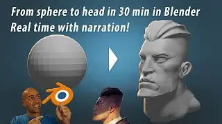 Quick realtime 30 min head sculpt in Blender from a concept.
