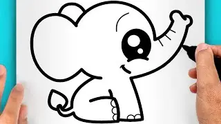 DISEGNI FACILI! COME DISEGNARE UN ELEFANTE KAWAII (VIDEO DI DISEGNI)