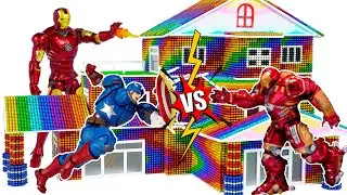 HulkBuster Fights With Captain At Ironman's Magnetic House | MAGNET SUPER