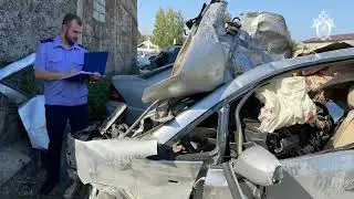Осмотр места ДТП, в результате которого погибли дети