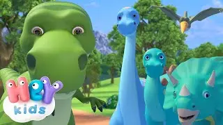 Voici les dinosaures! | Le dinosaure dessin animé | HeyKids - Chansons des maternelles