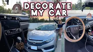 DECORATE MY CAR WITH ME | BOHO, PINK, DAISY AESTHETIC | HONDA CIVIC EX 2018