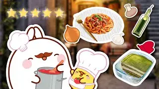 Vegetarian Pasta and Matcha Tiramisu | The Molang Cooking Show 🍝🍵