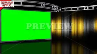 HD Virtual Studio Background with green screen Wall - royalty free