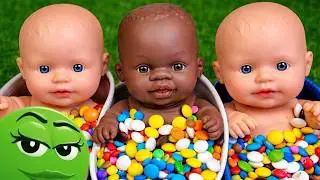 Full of 3 Rainbow BathTubs with M&M Candy Video | ASMR TOYS | 