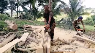 Wood products// making wood board using 070 chainsaw//stihl 070