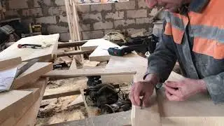 Разметка  фрезеровка забежных косоуров для лестницы на 180.