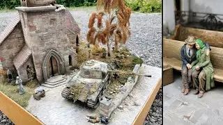 WW2 Panther Defensive Battle Church Diorama scale 