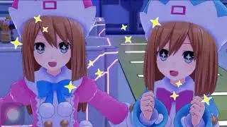 Rom and Ram forces Blanc to buy something for them. (Neptunia Sisters Vs Sisters)