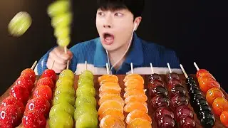 Crunch! Sweet Tanghulu Mukbang🍡 Strawberry Shine Muscat Blueberry Tangerine Grape Tanghulu ASMR