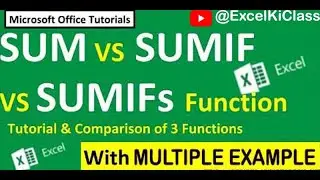 SUM , SUMIF, SUMIFS Function in Excel in Hindi