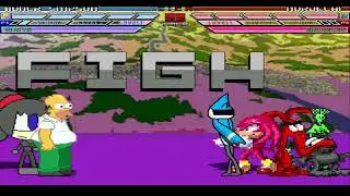 MUGEN Fight - Team Homer Simpson vs. Team Mordecai