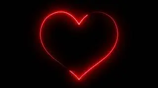 Neon red heart shape frame overlay looped