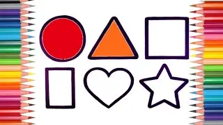 Drawing Circle Triangle 🟠🟪♦️ |Draw Simple Shapes | Outline Shapes Drawing