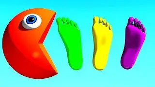 Learn Colors With 3D Foot And Pacman For Kids, Toddlers, Children, Babies