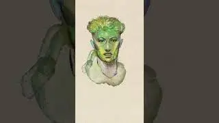 Drawing portrait using random brush strokes on Procreate