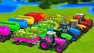 MASSEY FERGUSON vs FENDT vs JCB vs JOHN DEERE vs LAMBORGHINI vs DEUTZ BATTLE WITH CABBAGE - FS22