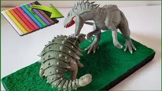 INDOMINUS REX VS ANKYLOSAURUS WITH CLAY/PLASTILINA. Jurassic World: Mundo Jurásico.