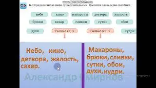Урок русского языка во 2 классе №84 по теме: Единственное и множественное число имён существительных