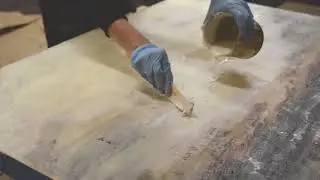 Pouring Encaustic medium for textured painting