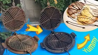 Cast Iron Waffle Pan Restoration Cleaning and Seasoning