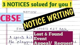 HOW TO WRITE A NOTICE | NOTICE WRITING in ENGLISH | SHORT COMPOSITION | CBSE | SOLVING of NOTICES