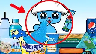 Smurf Cat - Convenience Store Blue Food MUKBANG! | We live we love we lie Animation | ASMR | Meme