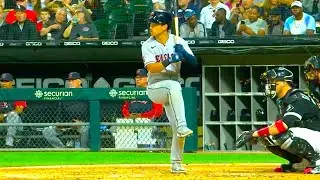 Steven Kwan Slow Motion Hitting Mechanics Baseball Swing - Home Run Instruction Video Coaching Tips