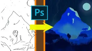 2D Landscape in Photoshop - TimeLapse - Ep.1