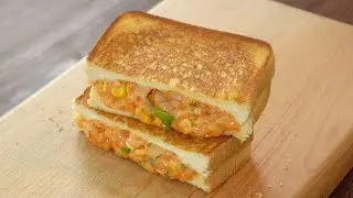 2배 더 바삭한, 그릴드 콘치즈 토스트 만들기, 쉬운 옥수수 샌드위치 :: 식빵요리 :: Grilled Corn Cheese Sandwich