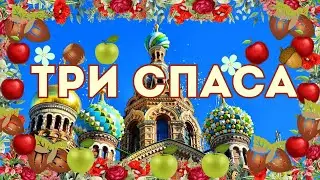 Три Спаса: Медовый, Яблочный, Хлебный или Ореховый. Открытка. Поздравление