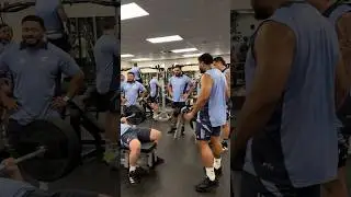 Benching 140kg like it's nothing! #allblacks #gymworkout #benchpress