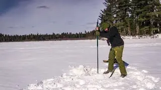 Winter Survival - Chipping 3 Foot Deep Hole in Ice in REAL TIME | Bushcraft