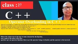 27 Operator Overloading And Constructor Overloading in C++ zoom | C++ Programming Tutorial beginners