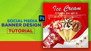 Creative poster ice cream kit kat Ads Design In Photoshop| Ice cream social media post banner Design