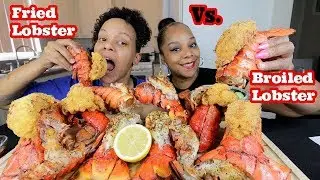 12 LOBSTER TAILS MUKBANG! | FRIED LOBSTER VS. BROILED LOBSTER