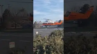 Utility Helicopter Landing in Commercial Area - Flying Crane