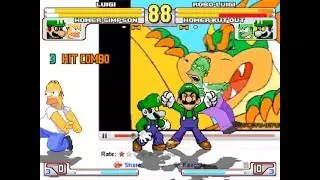 SK MUGEN - Luigi & Homer Simpson vs Robo-Luigi & Homer Kut Out