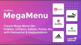 Create Mega Menu like Dribble, InVision, Adidas, Puma, etc. with Elementor & HappyAddons