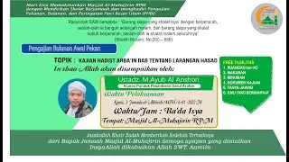 Hadist arbain Bab larangan Hasad Oleh Ust. Ayyub