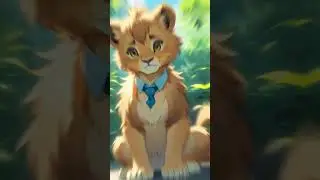 Cute Animated Cartoon Lion cub #cute #cutelion #midjourney