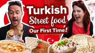 Eating Turkish Street Food in Istanbul. Massive Feast! 😋 Foreigners Try Street Food in Turkey 🇹🇷