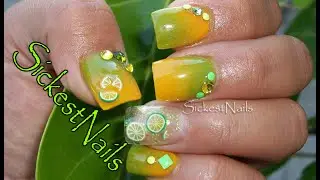 🌴My Tropical Lemon & Lime Acrylic Nails/Mis Uñas Tropicales con Limones