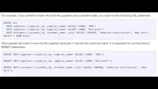 Insert All Command And Insert With Select Command In Oracle/SQL With Example