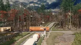 Cities Skylines Railfanning Railroad Crossing (Freight train) QHD@60fps