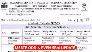 MSBTE Acadmic Calendar 2022-23,Sem term/Exam Form/Class Test/Practical Schedule/End Exam All Inform