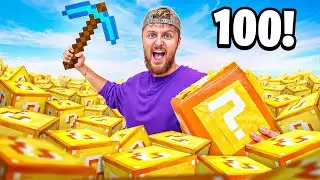 100 Minecraft Lucky Blocks IN REAL LIFE