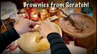 ASMR Baking Brownies from Scratch (No-talking) Mixing, measuring, stirring & sifting~Gooey goodness!