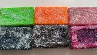 ASMR cutting soft soap in breadcrumbs from coarse salt and varnish