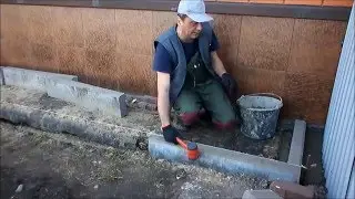 Установка поребрика (отмостка дома) часть 2